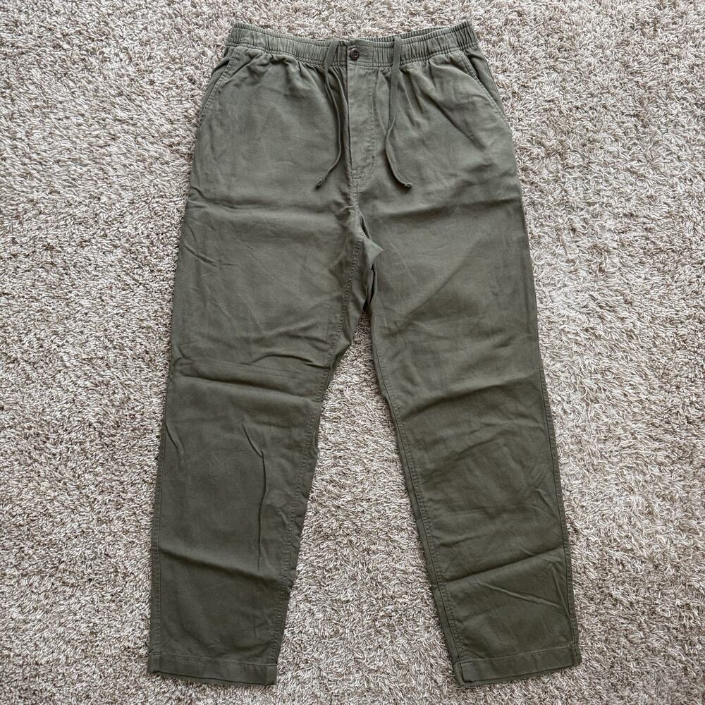 J. Crew Oarsman Pier Pants Men’s Size Medium Casual Linen Blend Olive Green